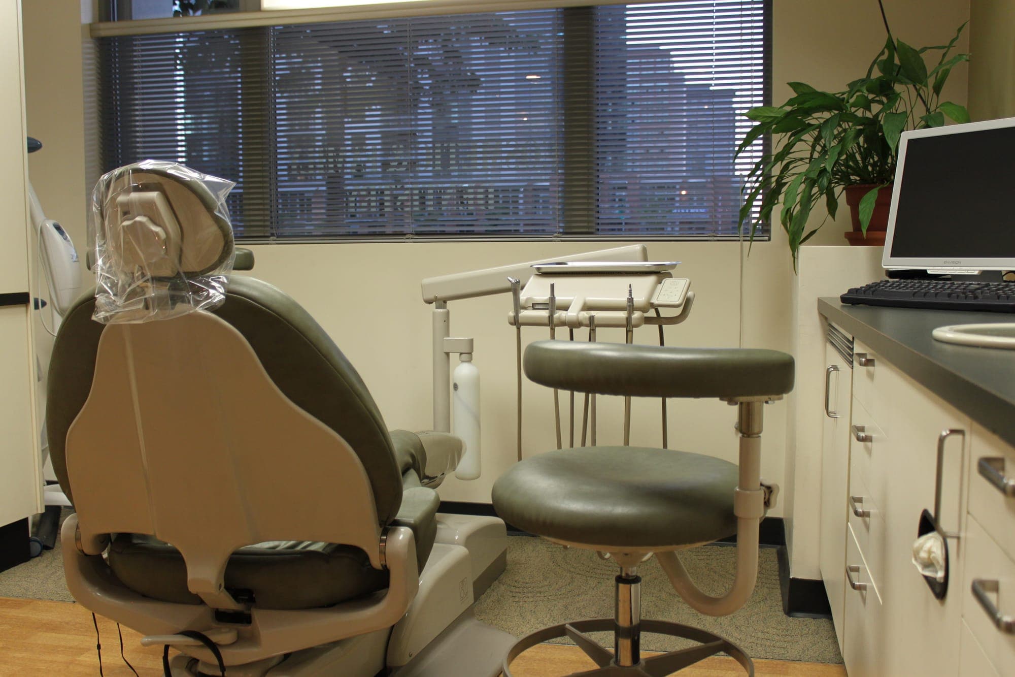 Treatment room with dental chair at Bellevue Dental Care